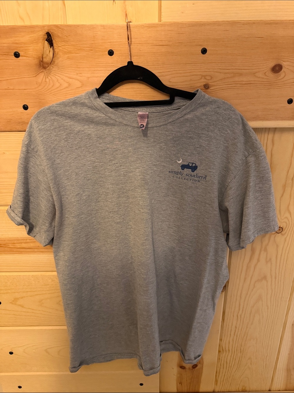 Simply Southern Gray Tee with Navy Logo
